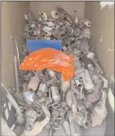  ??  ?? A county task force uncovered hundreds of stolen catalytic converters during an arrest on Tuesday.