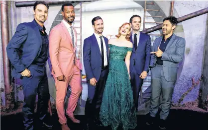  ?? MARIO ANZUONI/REUTERS ?? Jay Ryan, Isaiah Mustafa, James Ransone, Jessica Chastain, Bill Hader and Andy Bean attend the premiere for “IT Chapter Two” in Los Angeles, Calif., earlier this year.