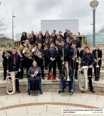  ?? IANTO WILLIAMS ?? Cardiff University Brass Band with conductor Ianto Williams