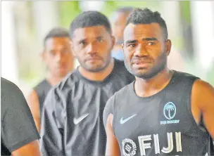  ?? Picture: JONACANI LALAKOBAU ?? Jerry Tuwai with other players during a training session at Albert Park last month. A writer says his presence alone on the field should lift the players and coach to a new level.