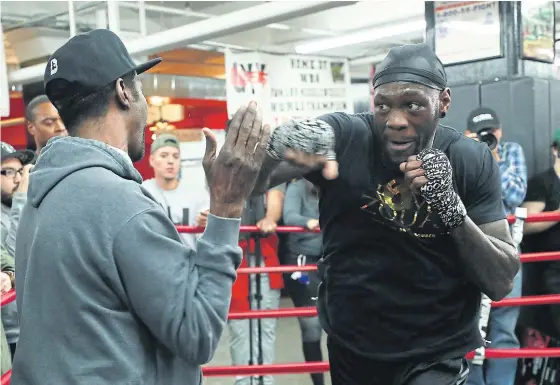  ??  ?? WBC heavyweigh­t champion Deontay Wilder during a training session.