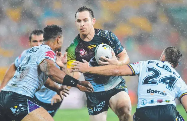  ?? Picture: AAP ?? PIVOTAL: Cowboys’ Michael Morgan wasn’t afraid to stamp his authority during the Johnathan Thurston and Cameron Smith Testimonia­l match against the Storm.