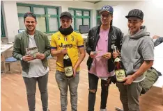  ?? Foto: Lechner ?? Die Finalisten beim Fifa Turnier: (von links) Timo Rinauer, Lukas Christoph (Team Ju ventus Turin, Patrick Greiner und Andreas Mayr (Team Real Madrid).