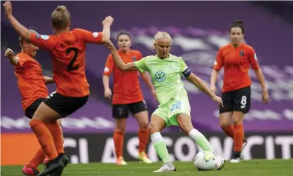  ?? Photograph: Daniela Porcelli/SPP/Shuttersto­ck ?? Wolfsburg’s Pernille Harder scores the first of her four goals.