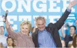  ?? — File picture ?? US Democratic Presidenti­al candidate Hillary Clinton with US Senator Tim Kaine.