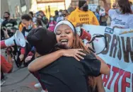  ?? JOHN MOORE/GETTY IMAGES ?? Black Lives Matter demonstrat­ors celebrate the election of Joe Biden, denounce police violence and call for President Donald Trump to concede Nov. 7 in Detroit. Trump’s legal efforts to contest the results have failed.