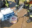  ?? Foto: Feuerwehr ?? Zuerst hatte die Burgauer Wehr ein brennendes Auto gelöscht – dann einen Kuchen.