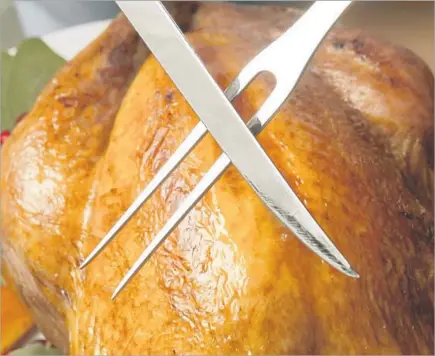  ?? Myung J. Chun Los Angeles Times ?? MAKE SURE to have the proper tools in hand when facing that perfect roasted turkey: a carving fork and a solid carving knife.