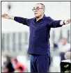  ??  ?? Juventus’ head coach Maurizio Sarri gestures during the Serie A soccer match between Juventus and Lecce, at the Allianz Stadium
in Turin, Italy, on June 26. (AP)