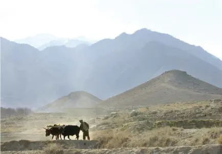  ??  ?? An Afghan farmer works on his field near the mountain region of Tora Bora which is seen in the background in this file photo. (AP)