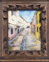  ??  ?? Jamie Rodriguez, “In Collbato, (Spain)”, 2018. Oil on canvas, wood frame.