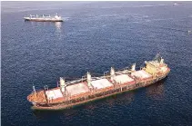  ?? REUTERS ?? CARGO SHIP Rubymar, carrying Ukrainian grain, is seen in the Black Sea off Kilyos near Istanbul, Turkey Nov. 2, 2022.