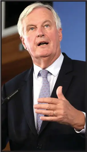  ?? ?? BORDER FARCE: Michel Barnier’s stance led to Irish backstop Brexit wrangling