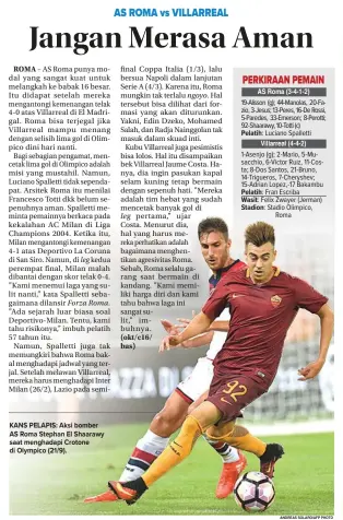  ??  ?? KANS PELAPIS: Aksi bomber AS Roma Stephan El Shaarawy saat menghadapi Crotone di Olympico (21/9).