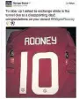  ??  ?? IT’S OFFICIAL: Evans’ tweet after getting his Rooney shirt