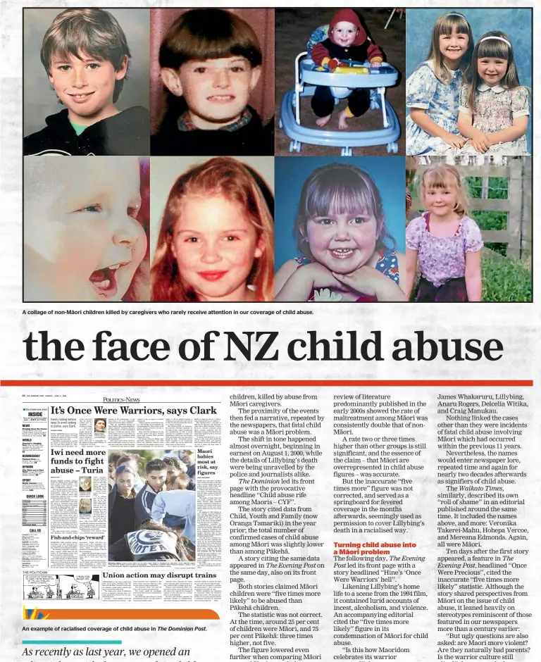  ??  ?? A collage of non-ma¯ori children killed by caregivers who rarely receive attention in our coverage of child abuse.