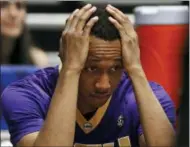  ?? JOHN BAZEMORE - THE ASSOCIATED PRESS ?? FILE - In this March 12, 2016, file photo, LSU’s Tim Quarterman watches the final moments of the second half of an NCAA college basketball game against Texas A&M in the Southeaste­rn Conference tournament in Nashville, Tenn. Bank records and other...