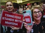  ?? ALEX WONG / GETTY IMAGES ?? Supporters celebrate at an election night party for Rep. Marsha Blackburn, GOP Senate candidate for Tennessee, in Franklin, Tennessee. She beat Democrat Phil Bredesen.