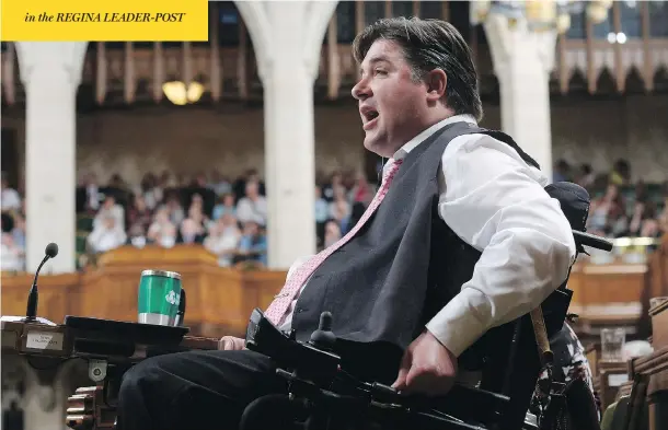  ?? ADRIAN WYLD / THE CANADIAN PRESS ?? Veterans Affairs Minister Kent Hehr faced criticism Tuesday from a group of people born with birth defects over remarks that Hehr said were “misconstru­ed.”