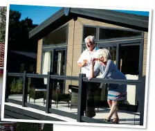  ??  ?? Homes at a Haulfryn site in Kent, left. Above: A couple relax on the veranda of their home at a Hoburne park in Bashley, Hampshire PEACEFUL: