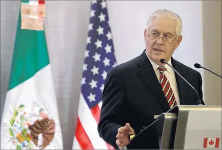  ?? Photograph­s by Rebecca Blackwell Associated Press ?? TILLERSON met with his Mexican and Canadian counterpar­ts and other top Mexican officials at the start of his Latin American trip.