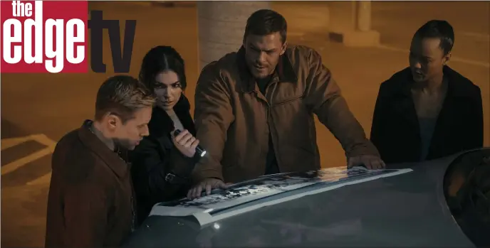  ?? PHOTO BROOKE PALMER — PRIME VIDEO ?? Shaun Sipos, Serinda Swan, Alan Ritchson, and Maria Sten in a scene from ‘Reacher’ Season 2.