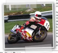  ??  ?? Above: Michel Mercier barely needed to tuck in behind the tall GSX-R750 fairing to get out of the windblast. It made cornering a non-compact but effective affair. Below: Upright body, sticking his neck out but finding a fast way around Brands Hatch in...
