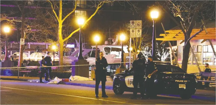  ?? — RYAN STELTING ?? A targeted shooting outside Cardero's restaurant in Coal Harbour left one man dead Saturday night. He was identified as Harb Dhaliwal on social media.