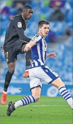  ??  ?? Dembélé marcó así su gol a la Real el pasado domingo.