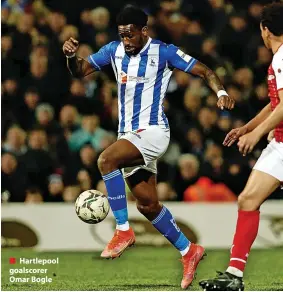  ?? ?? ■ Hartlepool goalscorer Omar Bogle