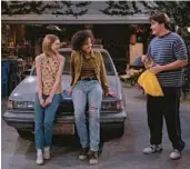  ?? NETFLIX ?? Callie Haverda, from left, Ashley Aufderheid­e and Maxwell Acee Donovan in “That ’90s Show.”