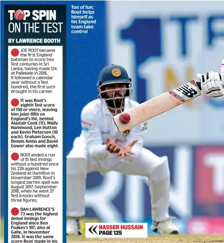  ??  ?? Ton of fun: Root helps himself as his England team take control
NASSER HUSSAIN PAGE 125