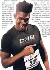  ?? RICARDO MAKYN/MULTIMEDIA PHOTO EDITOR ?? Fedrick Dacres, winner of the men’s discus throw at the Jamaica Internatio­nal Invitation­al meet, held at the National Stadium last Saturday.