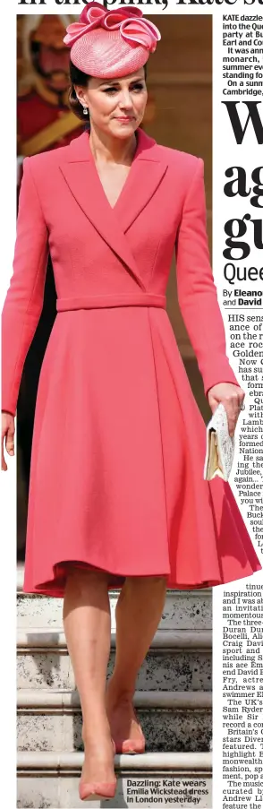  ?? ?? Dazzling: Kate wears Emilia Wickstead dress in London yesterday