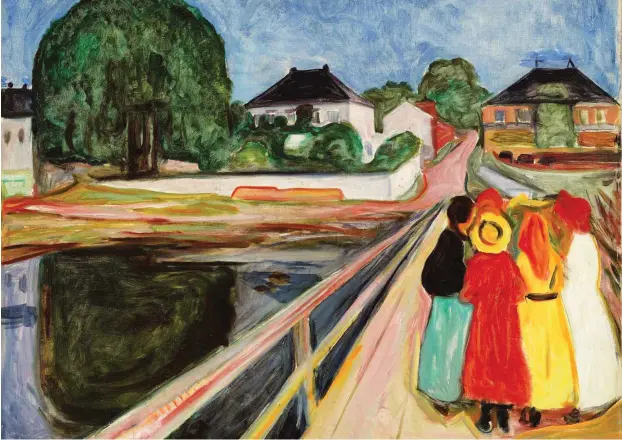  ?? Foto: Privatsamm­lung/Museum Barberini Potsdam ?? Das über 50 Millionen Euro teure Gemälde »Mädchen auf der Brücke« (1902) von Edvard Munch