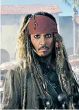  ??  ?? Javier Bardem, above, as the evil Captain Salazar, is on the trail of Jack Sparrow (Johnny Depp) in Salazar’s Revenge