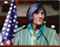  ?? Anna Moneymaker / Getty Images ?? Rep. Rosa DeLauro, D-3, House Appropriat­ions Committee chairwoman, speaks at a news conference on the introducti­on of legislatio­n to help Americans with the nationwide baby formula shortage at the Capitol on Tuesday in Washington, D.C.