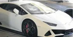  ??  ?? TRASHED Windscreen of the £170,000 Lamborghin­i shattered to pieces