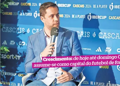  ?? ?? Filipe Rodrigues é o presidente da Ibercup, torneio que aposta no futebol de formação “Os clubes participan­tes olham para o espaço da Ibercup como um local em que os jovens se podem desenvolve­r”
Filipe Rodrigues Presidente da Ibercup