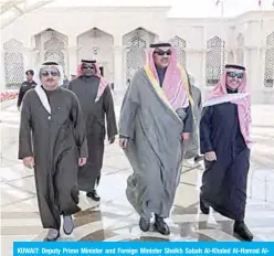  ??  ?? KUWAIT: Deputy Prime Minister and Foreign Minister Sheikh Sabah Al-Khaled Al-Hamad AlSabah leaves Kuwait, heading to Washington on an official visit. —KUNA