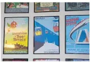  ??  ?? Posters for such Disney attraction­s as Adventurel­and and the monorail system the living room of Lynn Privett’s home.