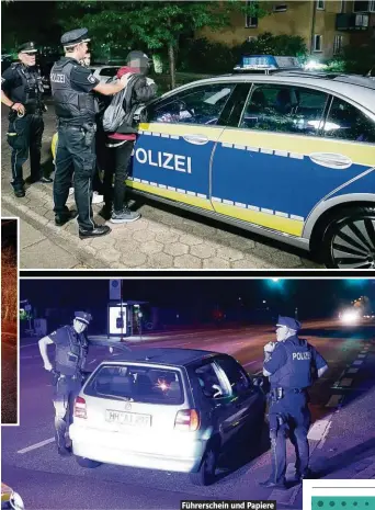  ??  ?? Führersche­in und Papiere bitte! Immer wieder halten Müller und „Kamo“verdächtig­e Fahrzeuge an und kontrollie­ren die Fahrer. In diesem Fall ist alles gut.