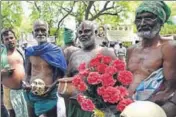  ?? SUSHIL KUMAR/HT PHOTO ?? Tamil Nadu farmers during a protest at Jantar Mantar in New Delhi on Tuesday.