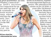  ?? ?? Evermore, Taylor Swift has cited the poet when discussing her lyrics