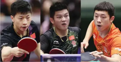  ??  ?? From left Ma Long Weibo, Fan Zhendong Weibo, Xu Xin Weibo