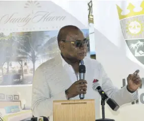  ?? (Photo: JIS) ?? Minister of Tourism, Edmund Bartlett, speaking at the launch of the Jamaica Hotel and Tourist Associatio­n Negril Chapter’s COVID-19 Ambassador­s Programme at Sandy Haven Resort, recently.