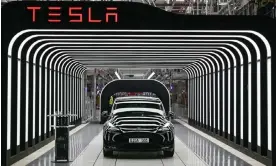  ?? February. Photograph: Patrick Pleul/AP ?? Tesla has suspended most production at its factory near Berlin from 29 January to 11