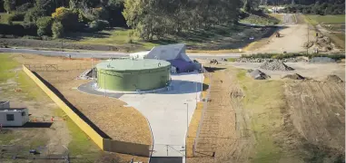  ?? ?? Hamilton’s biggest wastewater transfer station in Peacocke includes this 1.5 million litre capacity storage tank.