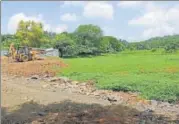 ?? SATYABRATA TRIPATHY/HT ?? Trenches have been dug and land levelled using mud for building the Metro car shed in Aarey Milk Colony. Environmen­talists claim this is in violation of the Supreme Court and National Green Tribunal stays.
