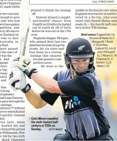  ?? GETTY IMAGES ?? Colin Munro equalled the sixthfaste­st halfcentur­y in T20s on Sunday.